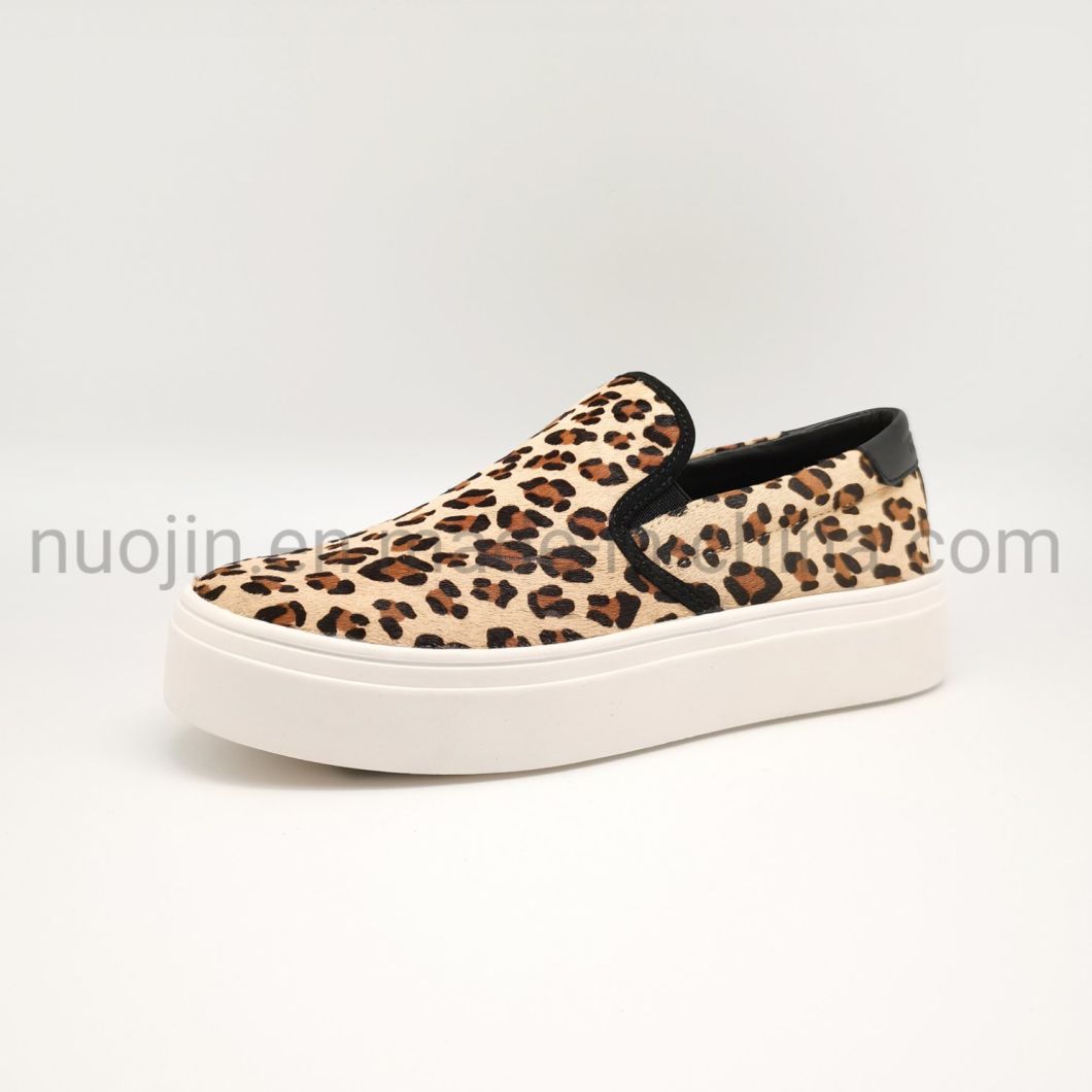 Chaussures d'&eacute;t&eacute; &eacute;l&eacute;gantes pour femmes, respirantes, &agrave; la mode, en cuir de fourrure, imprim&eacute; l&eacute;opard, d&eacute;contract&eacute;es