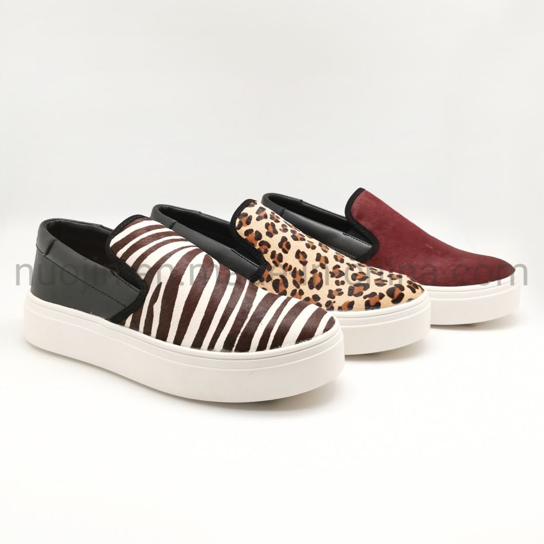 Chaussures d'&eacute;t&eacute; &eacute;l&eacute;gantes pour femmes, respirantes, &agrave; la mode, en cuir de fourrure, imprim&eacute; l&eacute;opard, d&eacute;contract&eacute;es