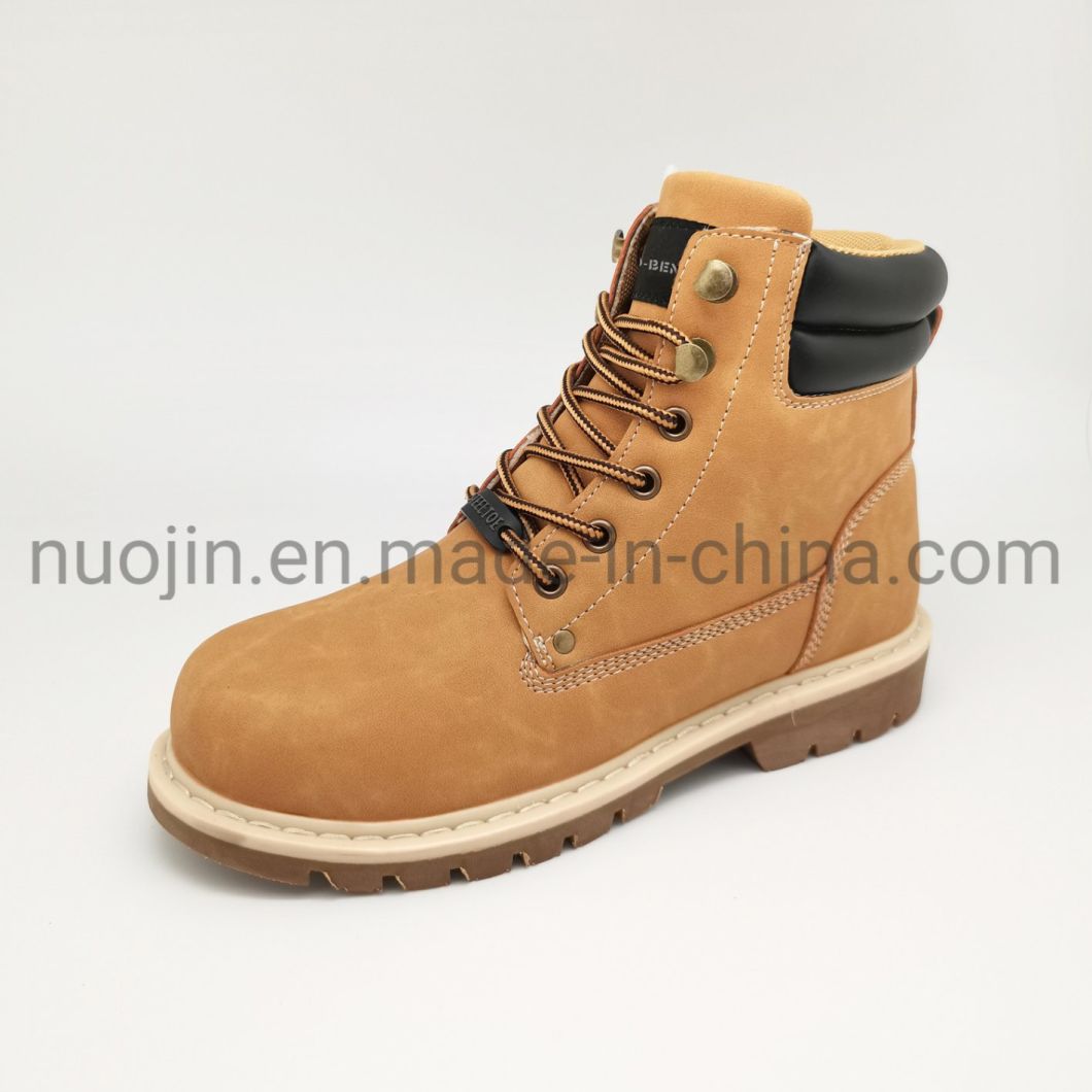 Bottes industrielles en cuir PU &agrave; bout haut en acier pour femmes et hommes, chaussures de s&eacute;curit&eacute; de travail