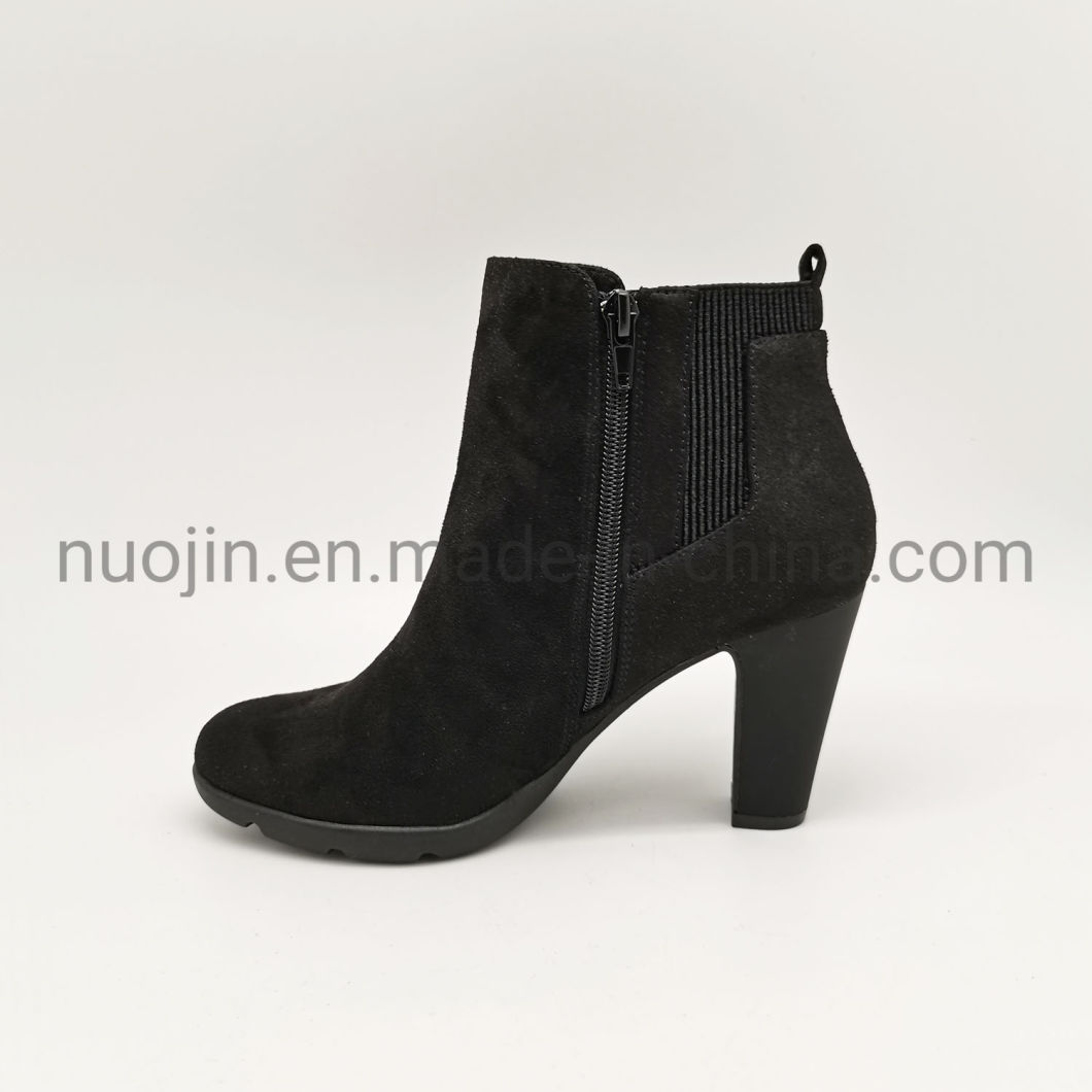 Talon &eacute;pais bottes courtes sur mesure femmes chaussures talons hauts fermeture &eacute;clair nouvelles dames botte de luxe formelle