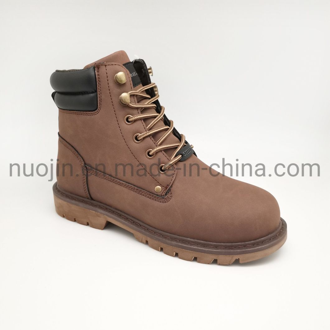 Bottes industrielles en cuir PU &agrave; bout haut en acier pour femmes et hommes, chaussures de s&eacute;curit&eacute; de travail