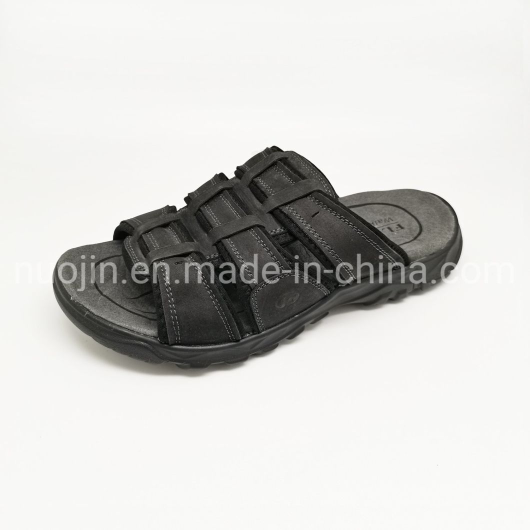 Chaussures en cuir de haute qualit&eacute; tongs personnalis&eacute;es mode populaire hommes chaussures nouveau Design en cuir hommes sandales pantoufles